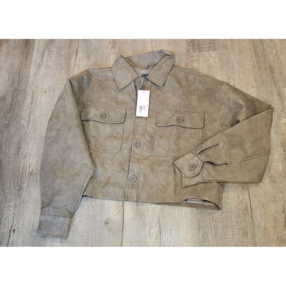 Wild Fable Faux Suede Jacket Womens Small Long Sleeve Designer Coat Button Up‎